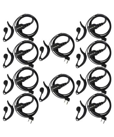 Retevis Walkie Talkie Earpiece with Mic G Shape 2 Pin Adjustable Volume Headset Compatible with Retevis H-777 RT22 RT21 Baofeng UV-5R 888S 2 Way Radio(10 Pack)