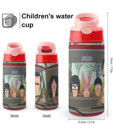 Bob's Drive Burgers Kids Water Bottle | Vacuum Insulated Stainless Steel 500ml Cup with Straw | Toddler Thermos in Pink Style - Buy Online on SooperMarket.com