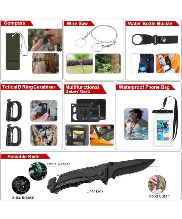 222 PCS Emergency Survival Gear First Aid Kit with Molle Bag - Outdoor Camping, Hunting, Hiking, Fishing - Gifts for Men Women - Buy Online on SooperMarket.com