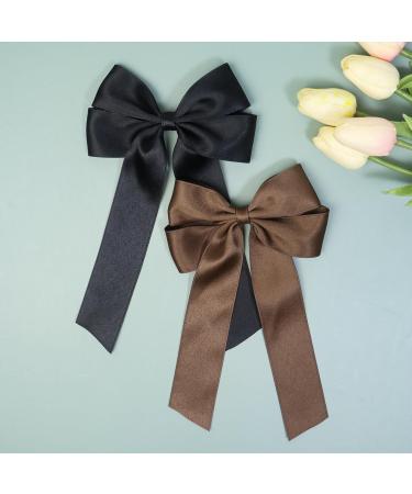 Pack of 2 Hair Bows Hair Clips with Bow Bow Hair for Girls Women (Black Brown) - Buy Online on SooperMarket.com