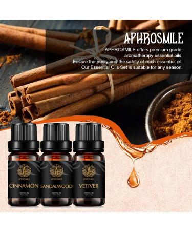 Therapeutic-Grade Aromatherapy Essential Oils Set Sandalwood Cinnamon Vetiver Essential Oils Set 100% Pure Aromatherapy Essential Oils Kit for Diffuser Massage Humidifier 3x10ml - Buy Online on SooperMarket.com