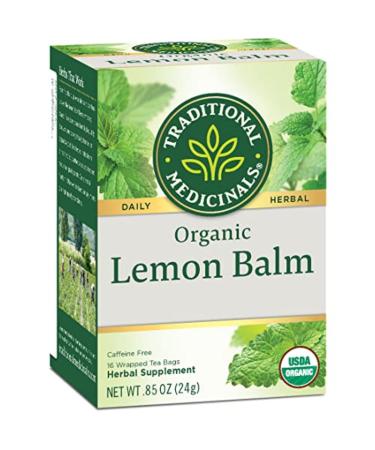 Traditional Medicinals Organic Lemon Balm Herbal Tea, Calming and Supports Digestion, (Pack of 1) - 16 Tea Bags