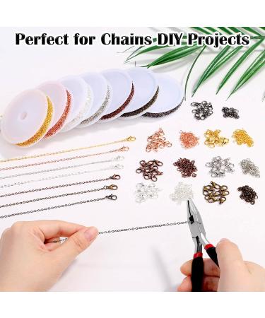 70ft Stainless Steel Jewelry Making Chains Kit - 7 Colors, 2mm Metal Chains with Jump Rings and Lobster Clasps for DIY Necklace, Bracelet, Anklet - Buy Online on SooperMarket.com