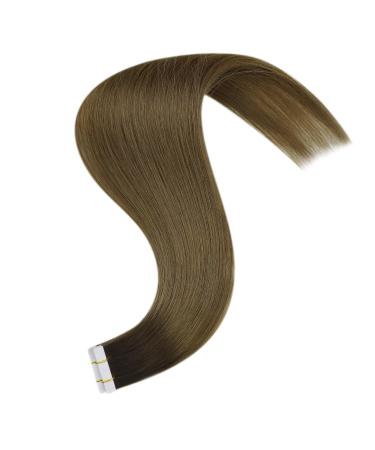 Youngsee Real Hair Tape Extensions - 60cm Darker Brown Ombre - 5pcs Virgin Skin Weft - #R3/8 - Buy Online on SooperMarket.com