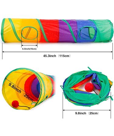 PAOPO 2-Way Collapsible Cat Tunnel Toy with Peek Hole and Ball - Interactive Cat Tube for Indoor Cats, Kittens, and Puppies - Perfect for Play and Chase - Buy Online on SooperMarket.com