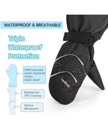 Unigear Kinder Ski Gloves - Waterproof Windproof Thermo Warm Winter F ustlings for Boys & Girls (Ages 2-8) - Breathable Snow Gloves in Black - Buy Online on SooperMarket.com