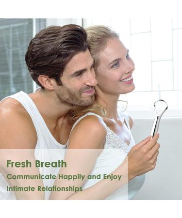 Stainless Steel Tongue Scraper Set with Travel Case - Reduce Bad Breath, Metal Cleaner for Adults - 2 PCS Silver - Buy Online on SooperMarket.com