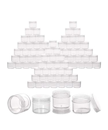 100 Pieces Clear Plastic Sample Containers 20g Empty Jars Cosmetic Containers with Lids Leak Proof Lip Balm Containers 20g Clear
