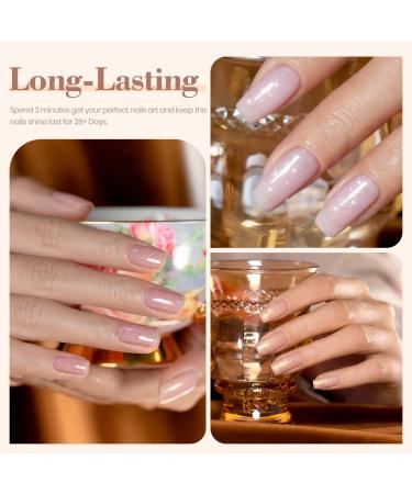 RARJSM Glitter Nude Gel Polish Set - 6pcs Pale Pink, Milky Jelly, Cashmere, Beige, Apricot, Champagne, Brown | UV LED Cured Translucent Natural Soak Off Iridescent Holographic Nail Polish 7.5ml - Buy Online on SooperMarket.com