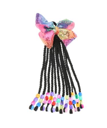 CORHAD Ponytail Beads and Dreadlocks Women Braided Hair Extensions Braiding Hair Braids Hair Extension Bowknot Beaded Ponytail Hair Extensions Ponytail Synthetic Hairpiece Braided Wig 29.00X16.00X5.00CM As Shown 03