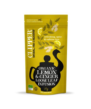 Clipper Tea Organic Lemon & Ginger Loose Leaf Tea 80 Grams (Set of 6 Total 480 Grams) | Resealable for Freshness