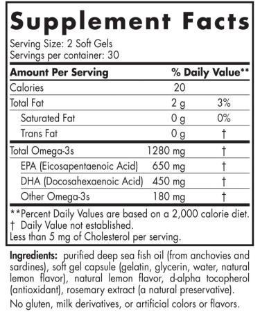 Nordic Naturals Ultimate Omega 640 mg - 60 Soft Gels, Lemon Flavor | Omega-3 Fish Oil - Buy Online on SooperMarket.com