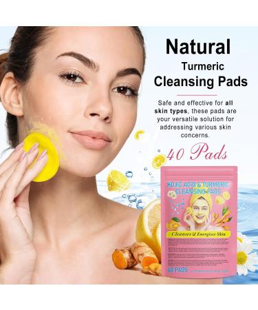 Turmeric Face Scrub Pads - Natural Cleansing Pads with Kojic Acid | 40 Pcs for Glowing Skin - Buy Online on SooperMarket.com