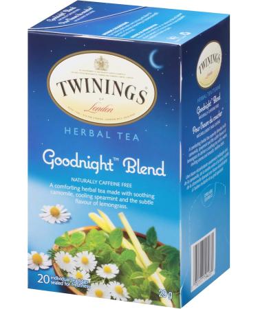 Twinings Goodnight Herbal Blend Tea Bags | Camomile Spearmint & Lemongrass | Naturally Caffeine-Free Relaxing Tea | 20 Count (Pack of 6) | Enjoy Hot or Iced Goodnight Blend 20 Count (Pack of 6) - Buy Online on SooperMarket.com