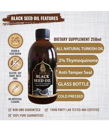 Everything Black Seed Black Seed Oil (Nigella Sativa Black Cumin) 100% Cold Pressed 3X Thymoquinone- Glass Bottle (8.5oz/250ml) - Buy Online on SooperMarket.com