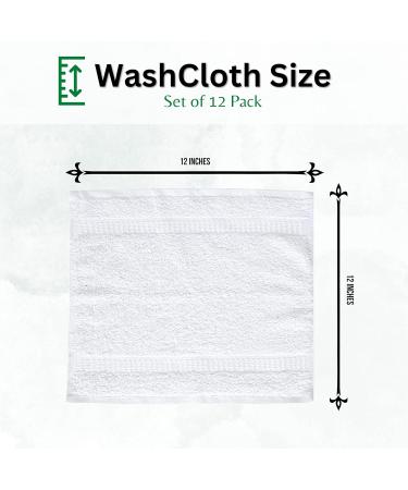 GOLD TEXTILES Premium Washcloths Towel Set - 12 Pack White 12x12 Inches - Soft & Machine Washable - Ideal for Sports & Workouts - 12 White Washcloths Included - Buy Online on SooperMarket.com