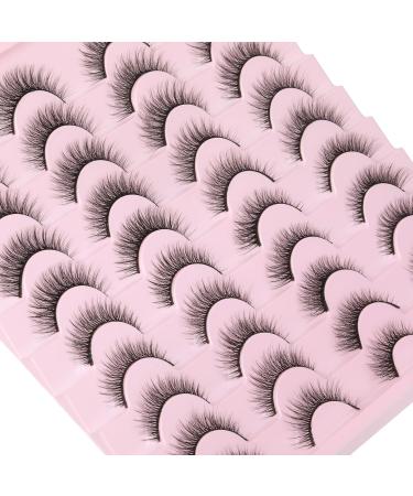 Geeneiya 20 Pairs 4D Volume Natural Short Mink Eyelashes Pack - Wispy Fluffy False Lashes Multipack - Buy Online on SooperMarket.com