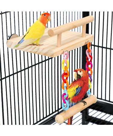 TeTupGa Bird Perches Cage Toys Parrot Wooden Platform Play Gyms Exercise Stands With Acrylic Wood Swing Ferris Wheel Chewing For Animals Green Cheeks Baby Lovebird Chinchilla Hamster Budgie Bird swing 01