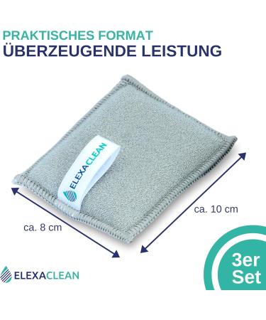 Elexaclean Flush Sponge Pot Cleaner Set - 3 Washable Microfiber Sponges (10x8 cm Gray) - Reusable Kitchen Cleaning Solution - Buy Online on SooperMarket.com