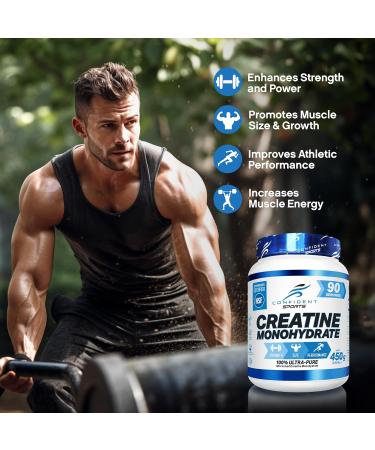 Creatine Monohydrate Powder 450g NSF Certified For Increased Muscle Growth & Performance - Pre-workout Muscle Builder - Supports Athletic Performance - Creatine Powder for Workouts - 90 Servings by CONFIDENT SPORTS 90 Servings (Pack of 1) - Buy Online on SooperMarket.com