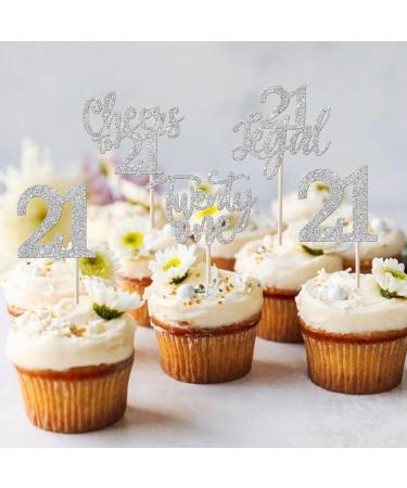 Rsstarxi 24 Pack 21st Birthday Cupcake Toppers Glitter Leg Al 21 Cupcake Toppers Twenty One Hello Cheers to 21 Cupcake Picks for Happy 21st Anniversary Birthday Party Cake Decorations Silver Silver 21st - Buy Online on SooperMarket.com