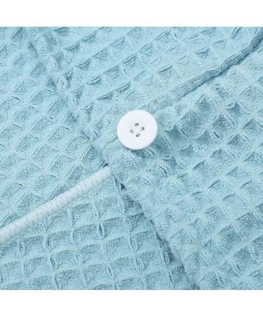 Buy Hair Drying Towel Turban - Waffle Button Wrap for Long Hair | Women's Shower Hair Wrap - Blue - Buy Online on SooperMarket.com
