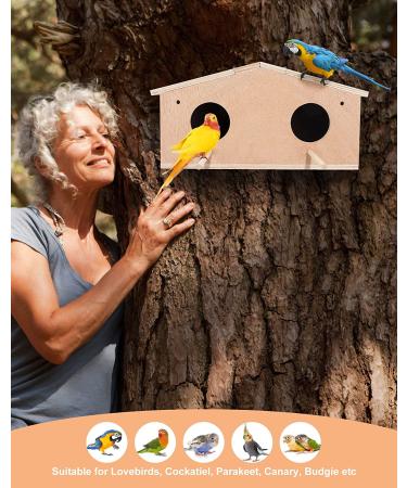 PetNanny Parakeet Nesting Box with Bamboo Bird's Nest & Coconut Shreds - Birdhouse Kit for Breeding & Playtime | Ideal for Parrots, Swallows, and Small Birds - Buy Online on SooperMarket.com