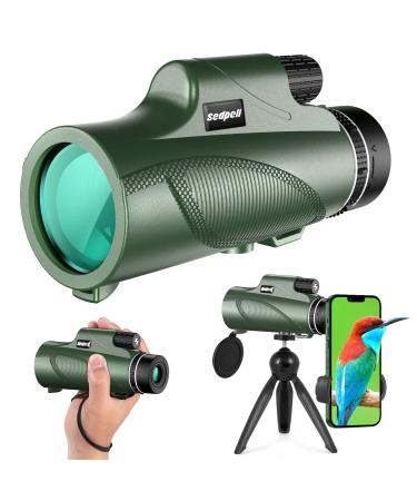 Sedpell 10x50 Monocular Telescope with Smartphone Adapter, Tripod, High Power Monoculars for Adults, HD Monocular Scope for Bird Watching, Hunting, Archery, Hiking, Concert