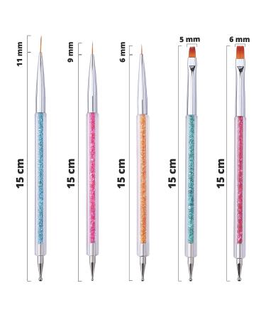 Cizoackle Nail Art Brushes - Double-Ended Dotting Tool Kit - Professional Liner Set with Shiny Handles - 5 Pcs - Buy Online on SooperMarket.com