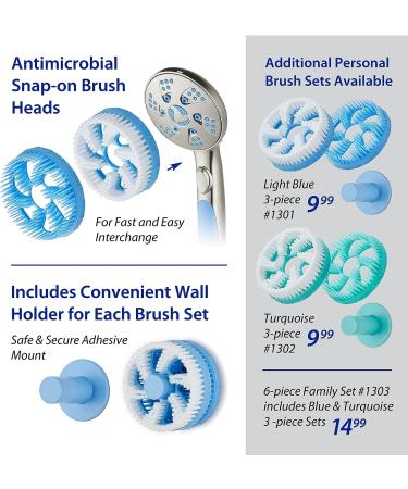 AquaCare 5-in-1 Aquassage High Pressure 76-mode Shower Head Combo with Hand Shower, Body Brush & Hair Brush - Satin Nickel Finish, Extra-long Stainless Steel Hose, Two Brackets Included - Buy Online on SooperMarket.com