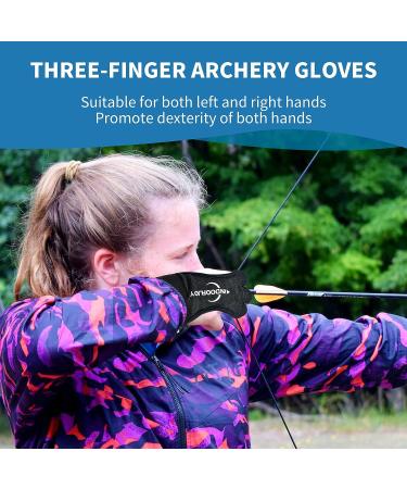 IndoorJoy Archery Gloves - Three Finger Protective Gloves for Men, Women, Teenagers, and Adults - Beginner Archery Accessories for Hunting - Leather Finger Guards - Large Thickened Black - Buy Online on SooperMarket.com