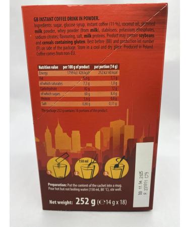 NY Coffee Latte Caramel Flavour 18 x 14g sachets in each box total 36 - Buy Online on SooperMarket.com