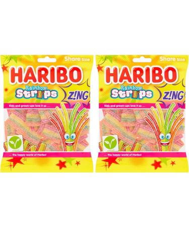 Rainbow Strips Zing Gummy Fizzy Belts - Strawberry, Apple, Lemon & Tropical - 260g (2 x 130g Share Bags) - Buy Online on SooperMarket.com