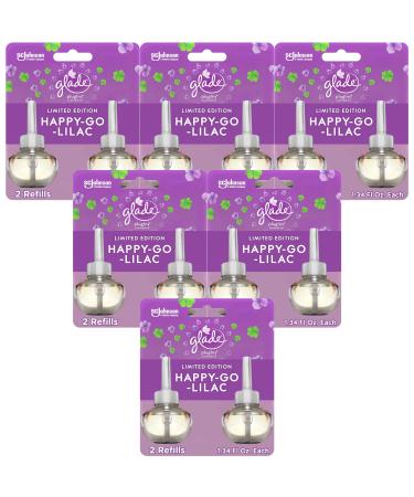 Glade PlugIns Refills Air Freshener Scented and Essential Oils for Home and Bathroom Happy-Go-Lilac 0.67 Fl Oz