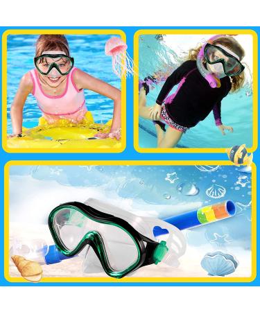 Kids Swim Mask with Nose Cover | Snorkel Diving Mask for Scuba Snorkeling | Anti-Fog Lens | Waterproof Socket | 180 View Angle | Black/Green - Buy Online on SooperMarket.com