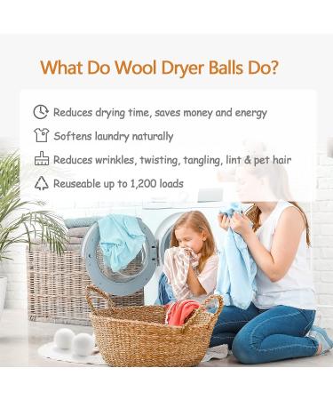 Woolly Molly XL 6-Pack Organic Wool Dryer Balls New Zealand Wool, 1200 Loads, Energy & Time Saver, Fabric Softener, Anti-Static, Lint Free - Buy Online on SooperMarket.com