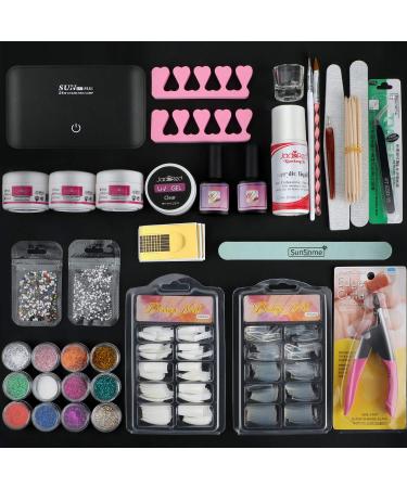 Nail Kit for Acrylic Nail Art 12 Nail Powder Kit Nail Set Professional for Acrylic Nail Kits with Nail Lamp Full Set Nail Tools Decoration Set for Acrylic Nail with Gift Box 12 colors