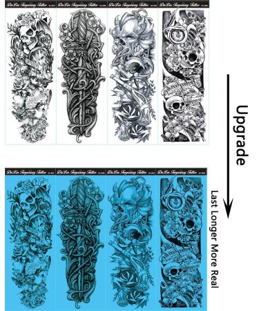 DaLin 4 Sheets Extra Large Full Arm Temporary Tattoos - Set 9 - Buy Online on SooperMarket.com