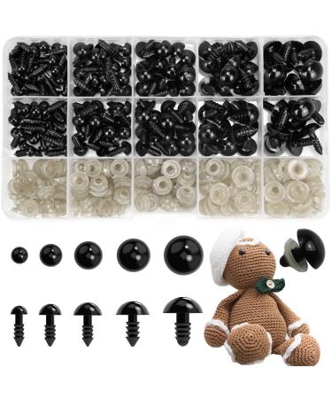 Plastic Safety Eyes for Amigurumi  240PCS 6mm - 14mm Black Solid Craft Doll Eyes with Washers for Crafts  Crochet Toy and Stuffed Animals