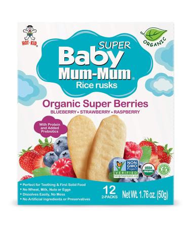 Baby Mum-Mum Organic Super Berries Rusks 1.76 oz - 24 Count, Pack of 6 | Organic Super Berries Snack for Babies - Buy Online on SooperMarket.com