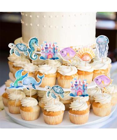 32 Pack Mermaid Cupcake Toppers Under The Sea Octopus Starfish Mermaid Tail Cupcake Picks Jellyfish Seahorse Coral Cupcake Decorations for Baby Shower Under The Sea Party Birthday Cake Decorations - Buy Online on SooperMarket.com