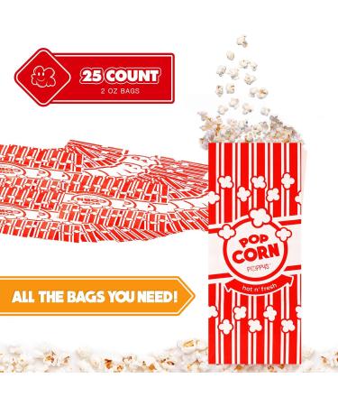 Grehge opcorn Bags - 25 2oz Concession-Grade Bags Popcorn Machine Accessories for Popcorn Bars Movie Nights Concessions 25 Pack - Buy Online on SooperMarket.com