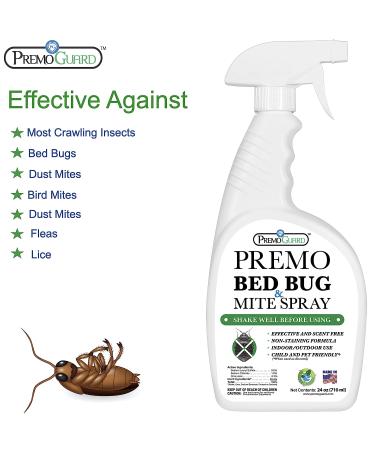 Premo Guard Bed Bug & Mite Killer Spray 24 oz - Fast Acting Treatment | Stain & Scent Free | Child & Pet Safe | Extended Protection | Natural & Non-Toxic Formula - Pack of 1 - Buy Online on SooperMarket.com