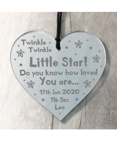 RED OCEAN Newborn Baby Gift Personalised Engraved Heart Gift For Baby Girl Boy Christening Present New Mum Gifts