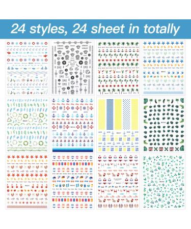 2800-Piece Mixed Summer Holiday Nail Art Stickers | 3D Flamingo, Cactus, Fruits, Leaves | Self-Adhesive Nail Decals with Tweezers - Buy Online on SooperMarket.com