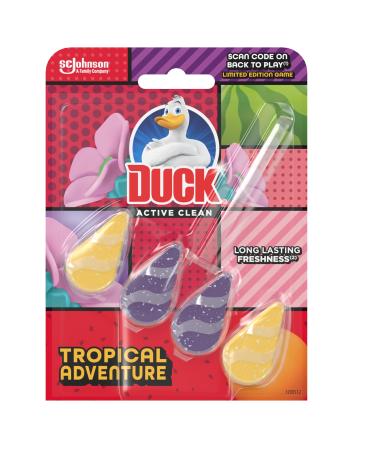 Duck Active Clean Toilet Rim Block Foaming Toilet Bowl Cleaner Long-lasting Fragrance Tropical Adventure 38.6g