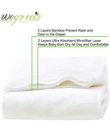 Wegreeco Reusable Bamboo Inserts for Baby Cloth Diaper - 12 Pack, 4 Layers, High Absorbency - Buy Online on SooperMarket.com