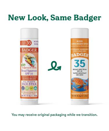 Badger Kids Natural Mineral Sunscreen Face Stick SPF 35 - Tangerine & Vanilla, 0.65 oz - Buy Online on SooperMarket.com