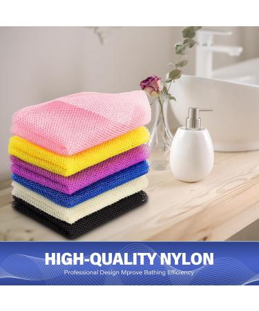 6-Piece African Net Sponge Set - Shower Exfoliation & Body Scrubs for Smooth Skin - Ideal for Daily Use (Yellow & White) - International Shipping Available - Buy Online on SooperMarket.com