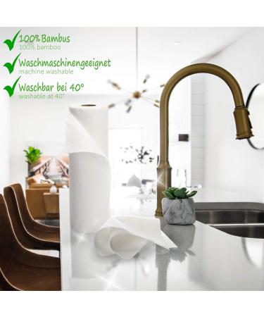 COM-FOUR Bamboo Kitchen Roll - Reusable 24 Sheets Eco-Friendly All-Purpose Towels for Sustainable Cleaning - Buy Online on SooperMarket.com